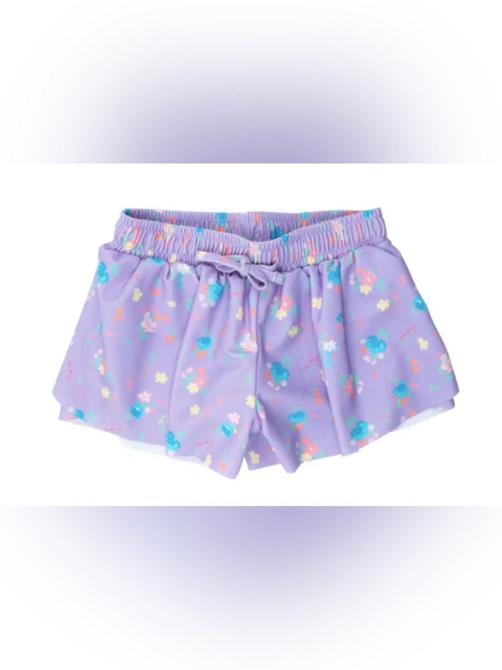 RuffleButts Active Butterfly Shorts in Purple Garden